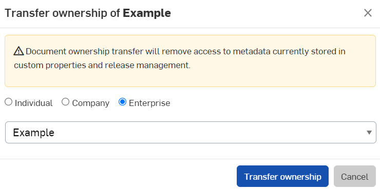 Transfer ownership Enterprise