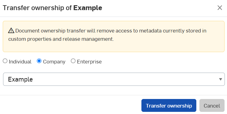 Transfer ownership Company