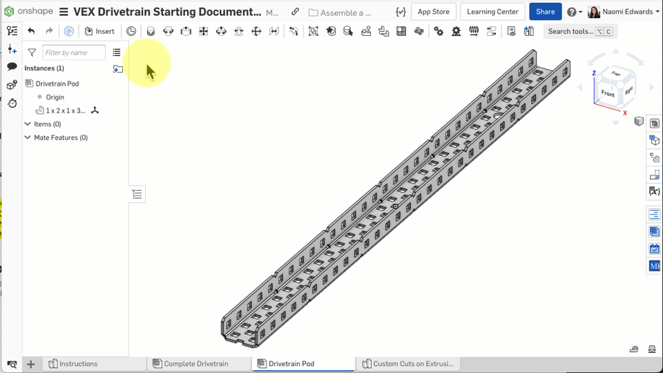 Fasten C-Channel to origin