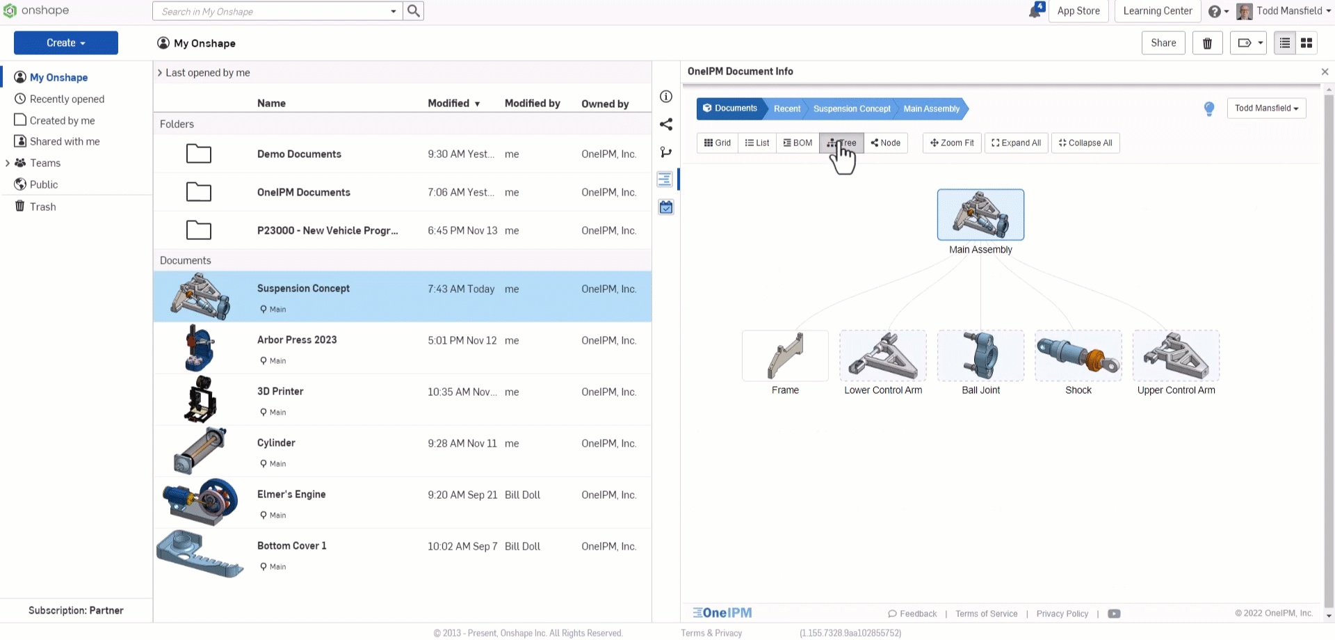 Assembly tree and node views
