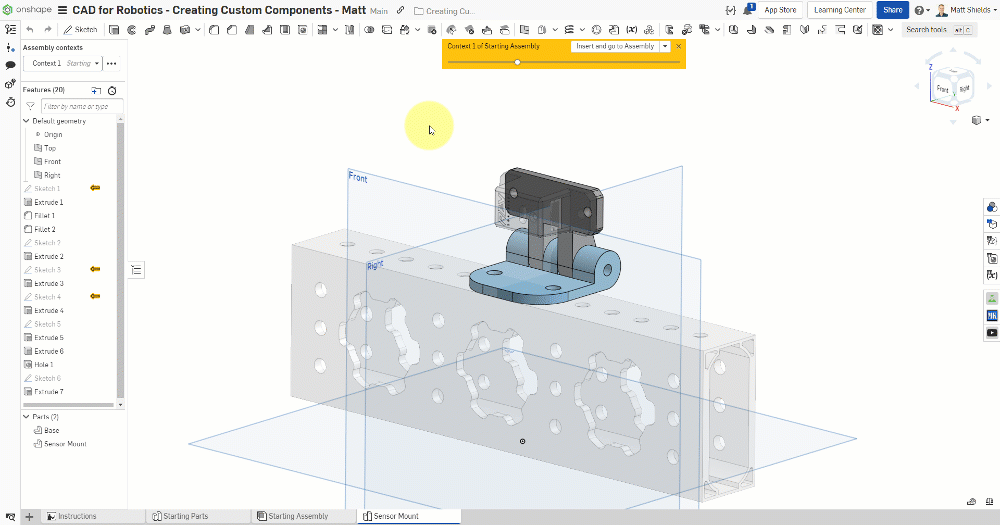 Insert parts into assembly
