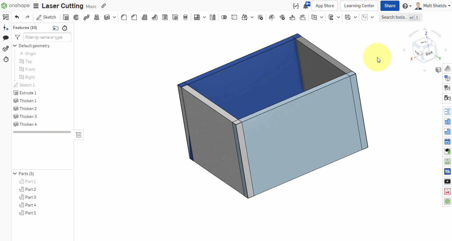 Laser Joint using Thicken method