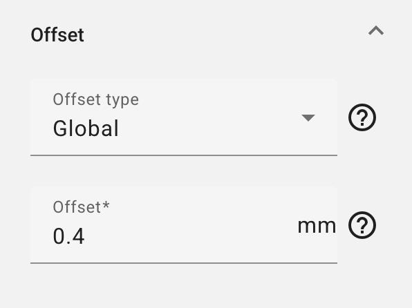 change Offset to 0.4 mm