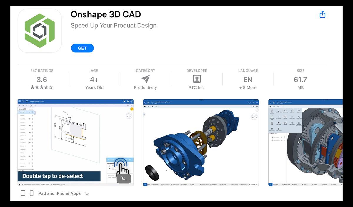 Onshape in the Apple App Store
