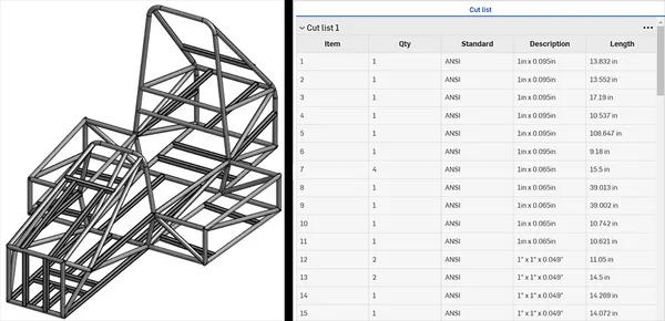 3d model and the cut list
