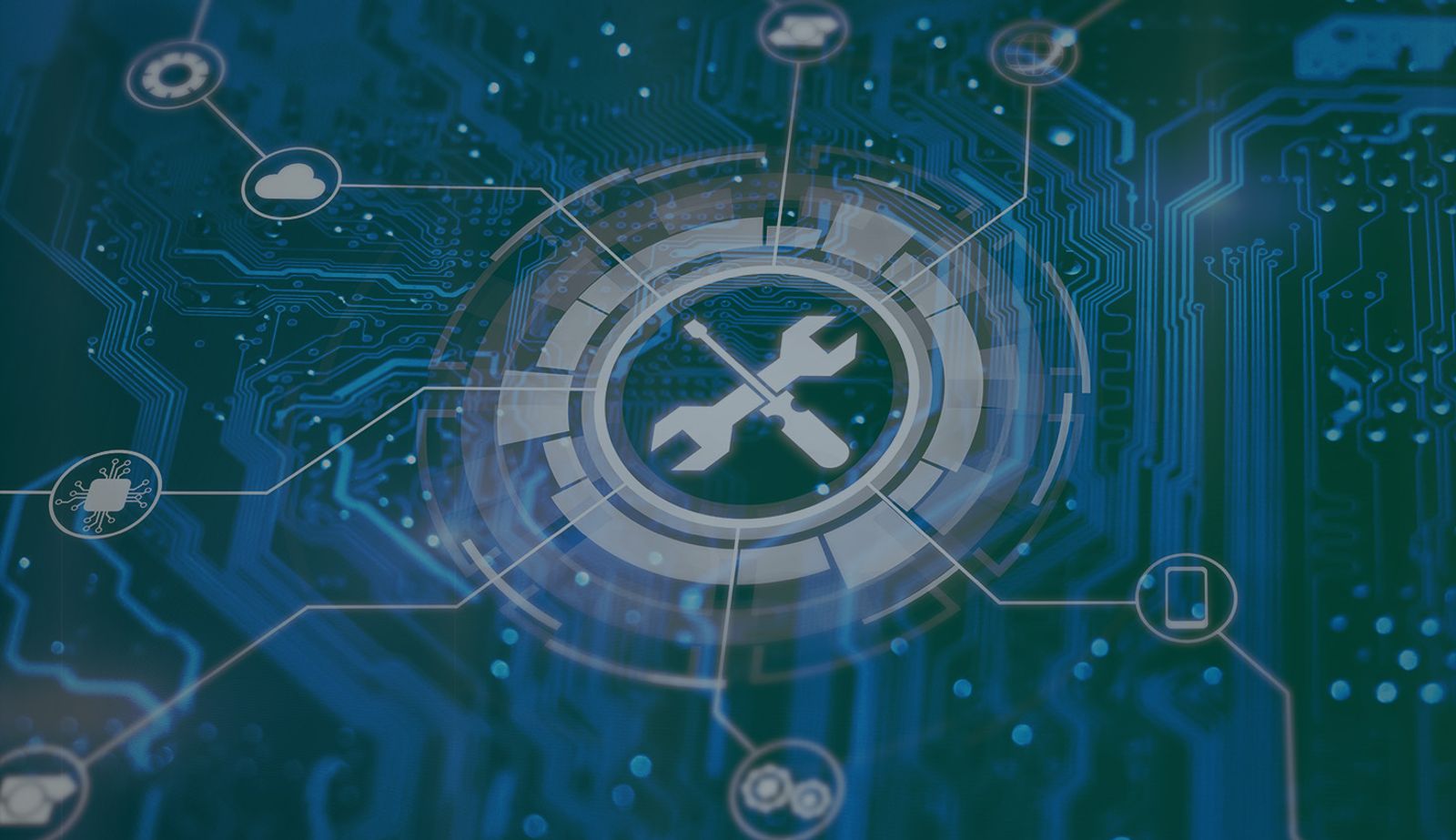 Stock illustration with an overlay showing tech and construction tools.