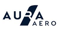 un logo aérodynamique Aura bleu sur fond blanc