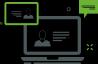 Icon illustrating laptop and collaboration.