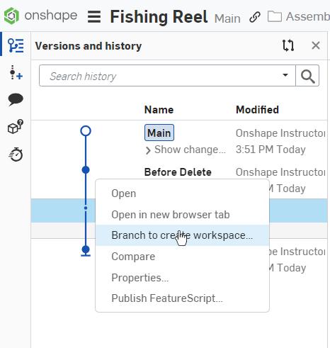 Branch to create workspace