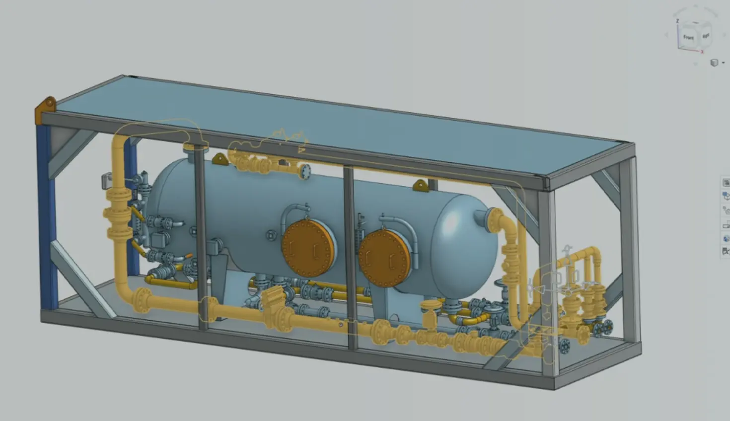 Onshape GUI with an overlay showing a 3D model built with AI assistance.