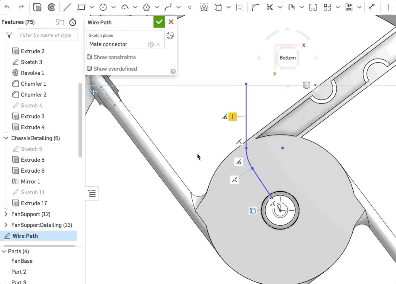 sketch constraints and mate connectors