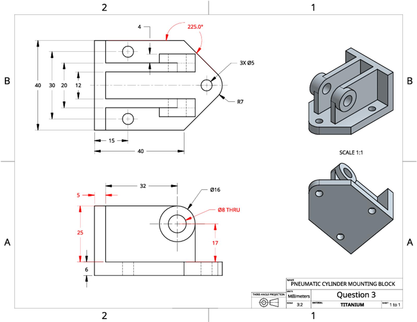 Onshape GUI showing a drawing of a CAD model with changing dimensions.