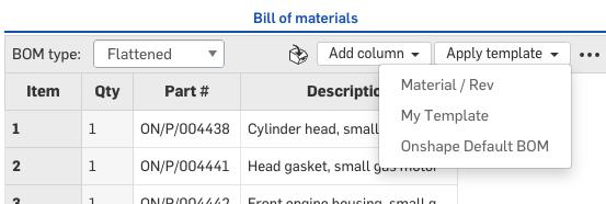 Applying a BOM Template