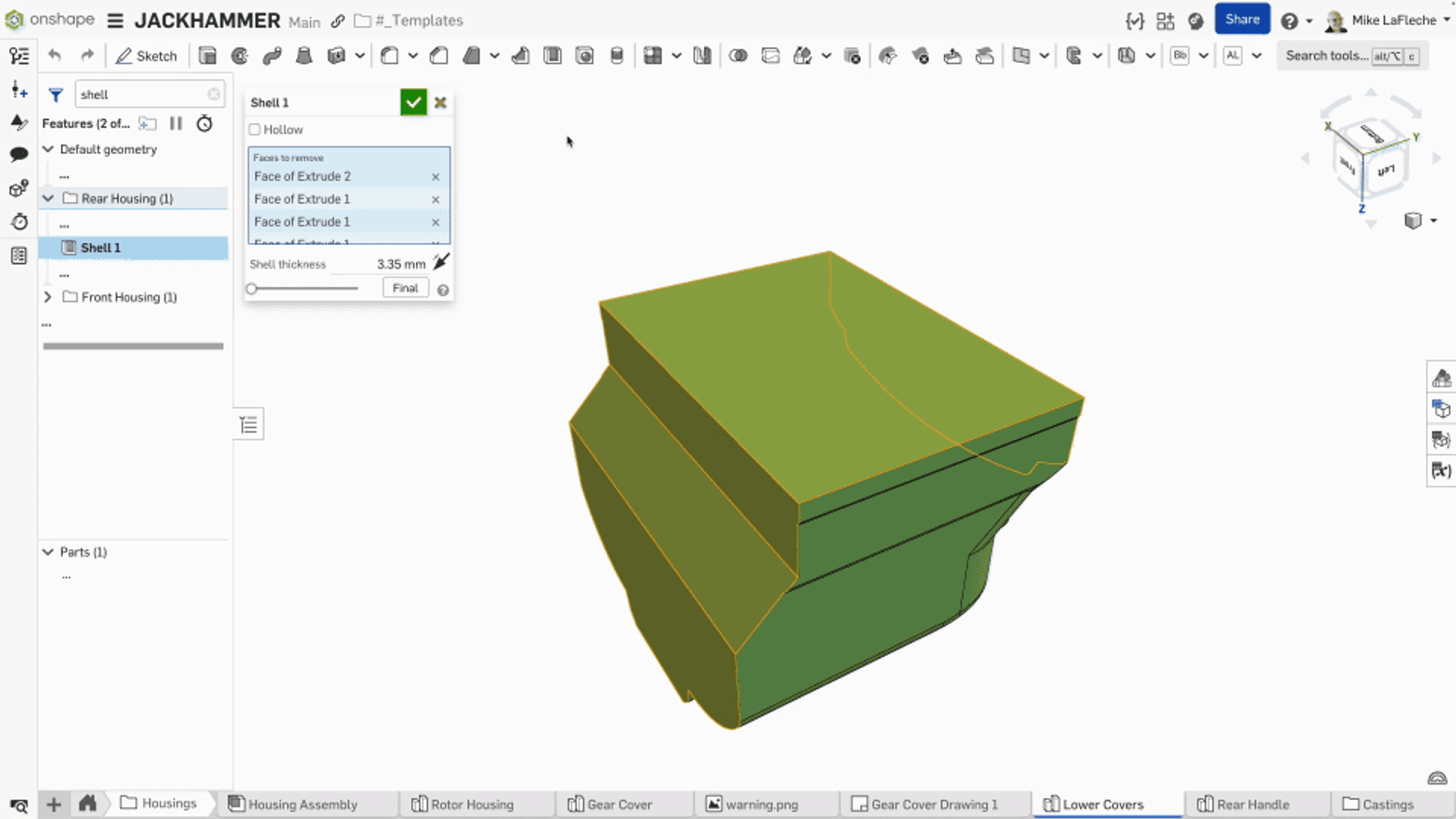 showing Shell thickness