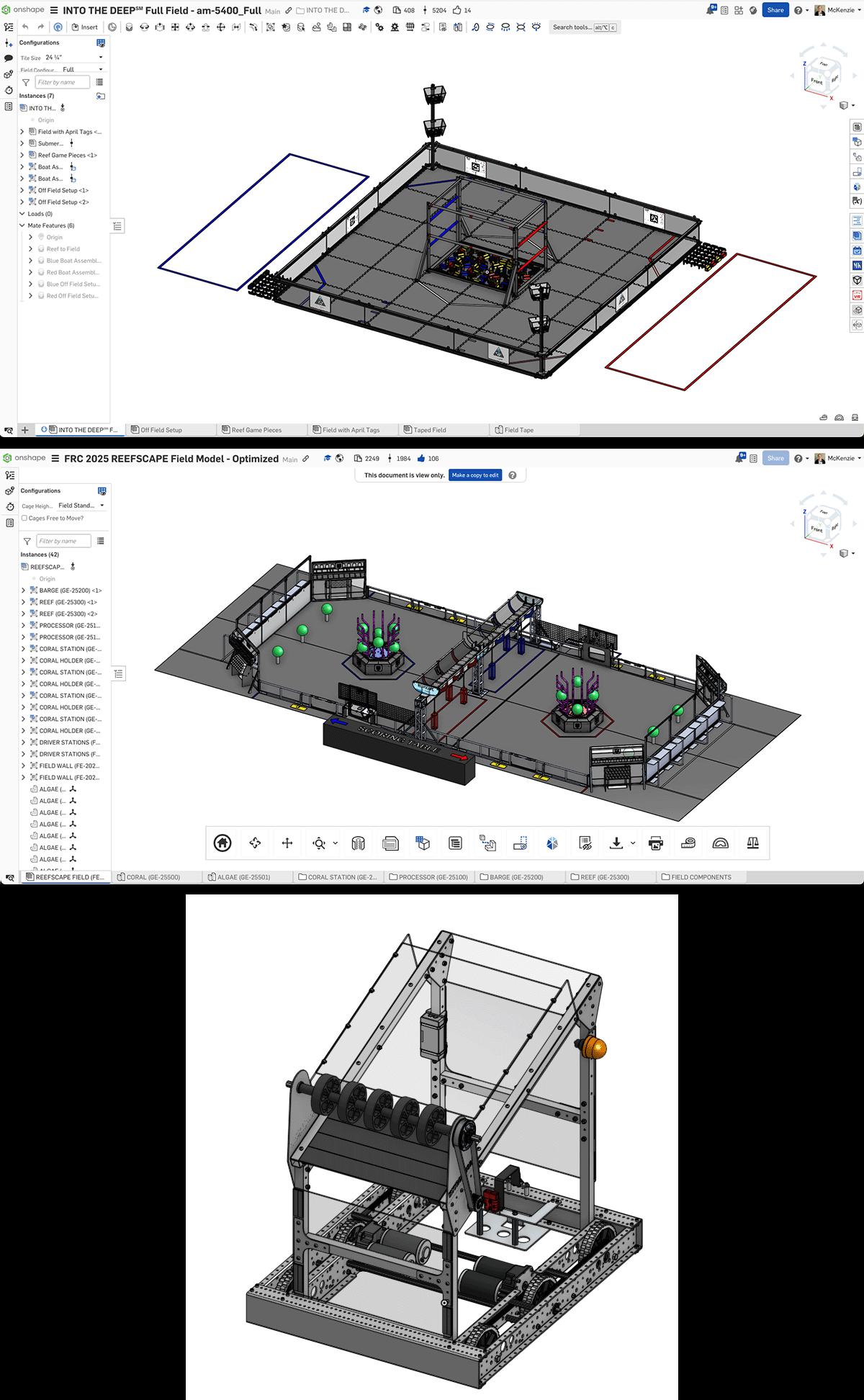 Screenshot of Onshape showing robot models