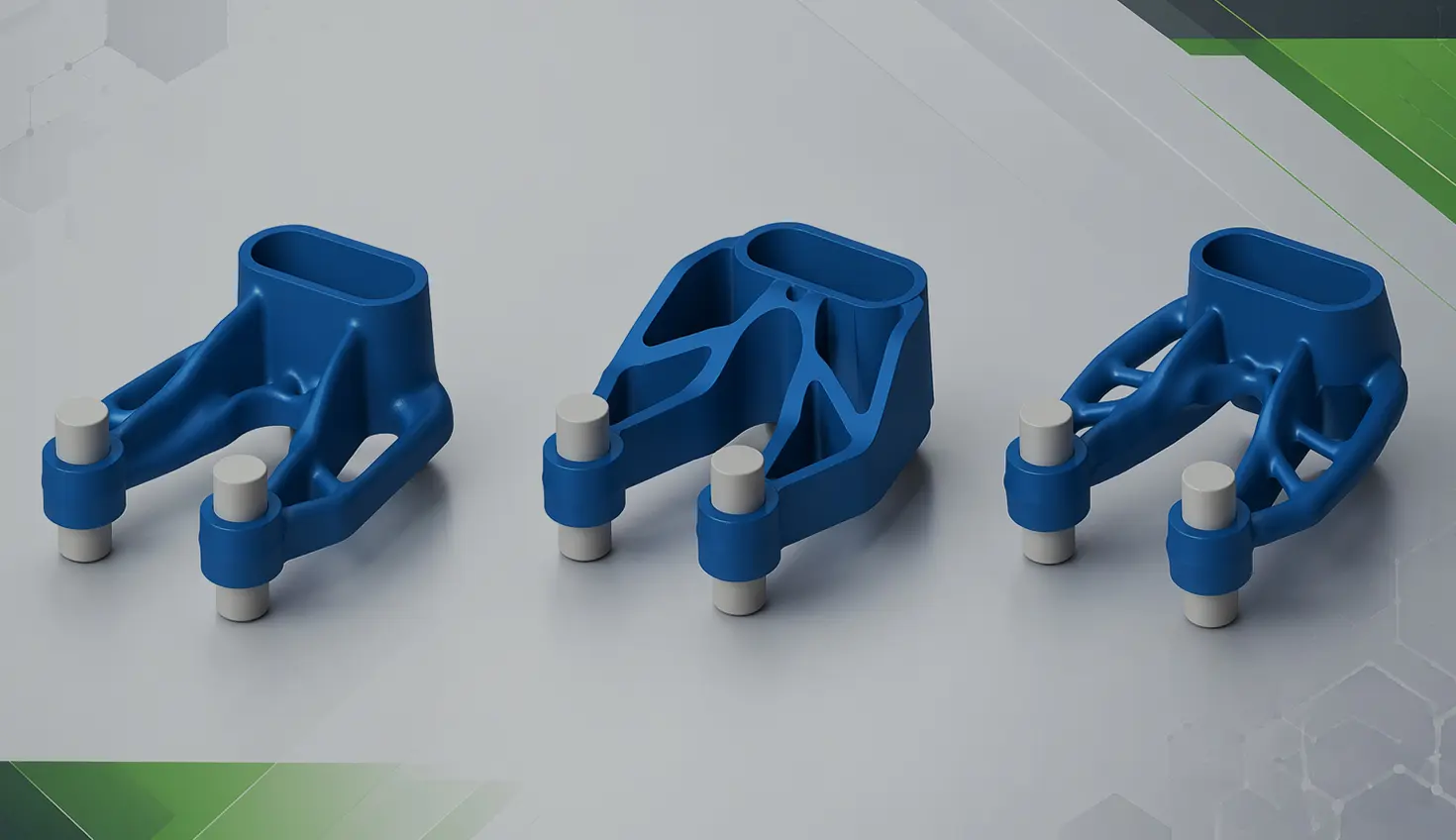 Collage with an overlay of parts illustrating generative design in CAD.