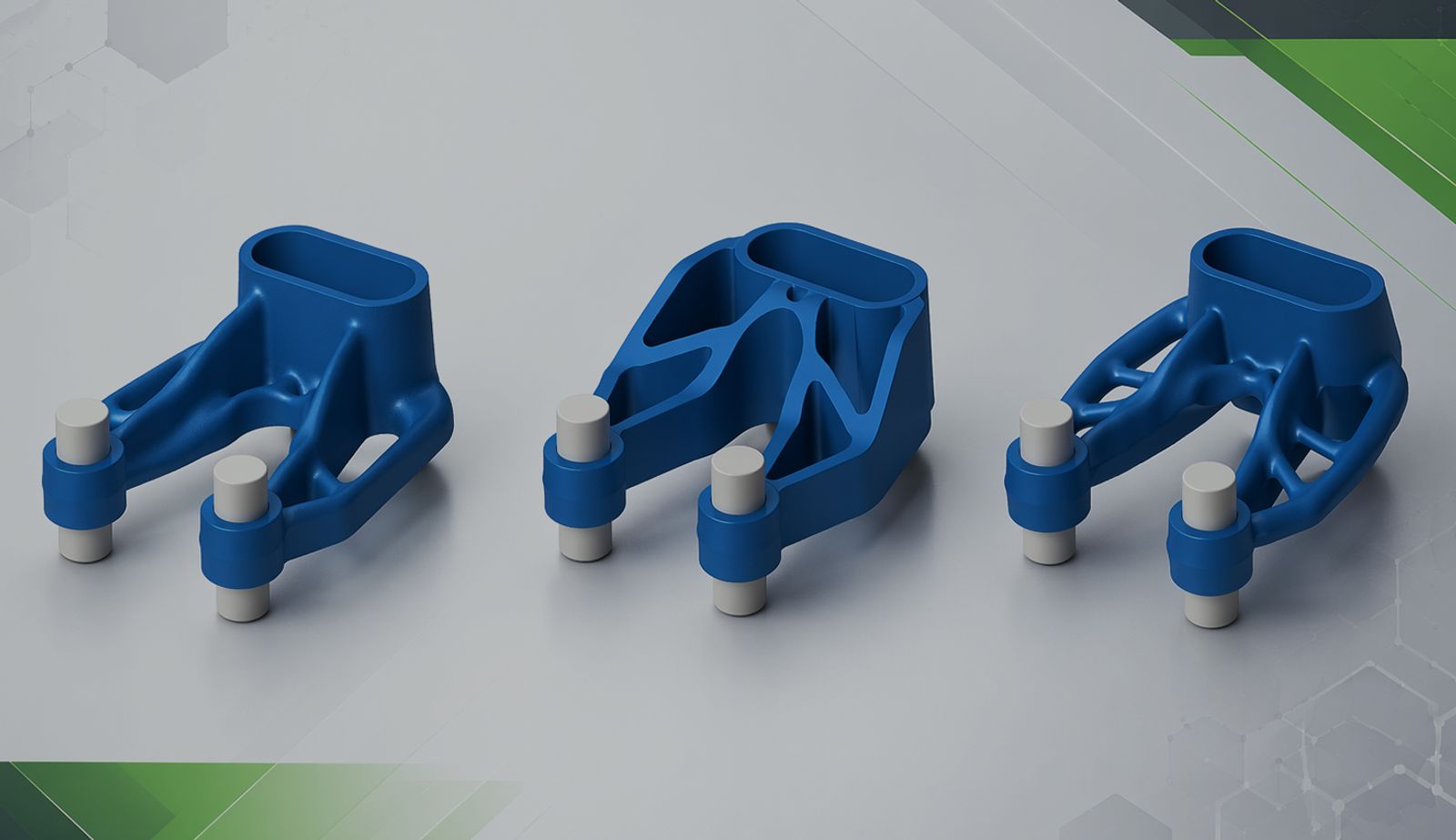 Collage with an overlay of parts illustrating generative design in CAD.