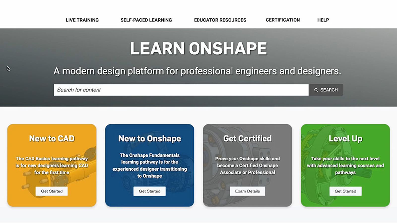 screenshot of Onshape Learning Center