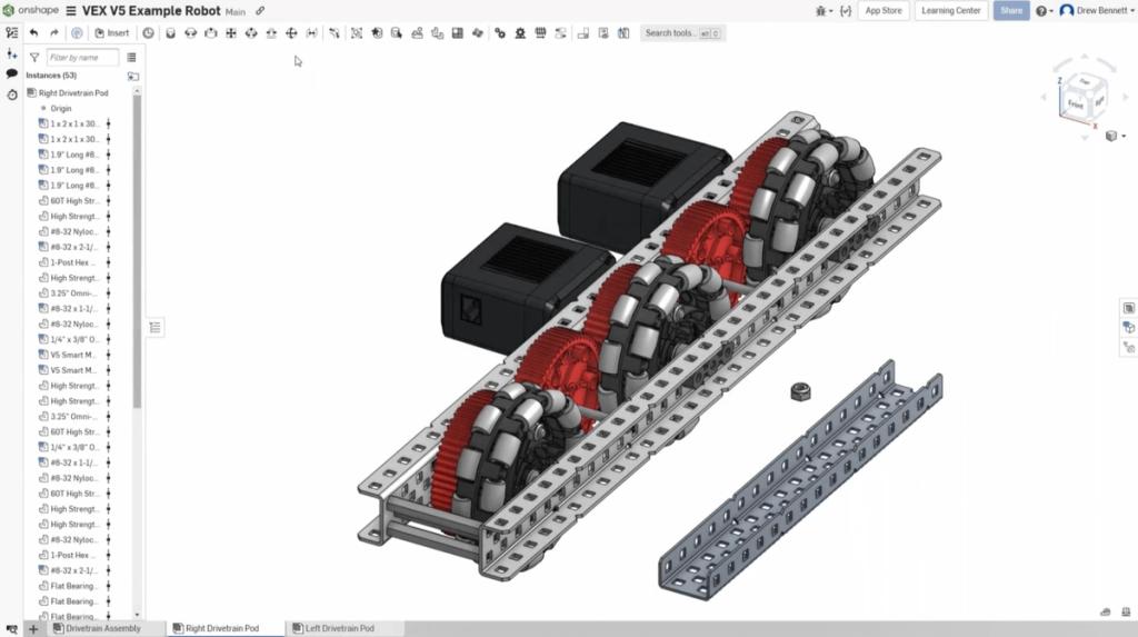 Vex V5 Rack Rails Designing a VEX V5 Robot with Onshape