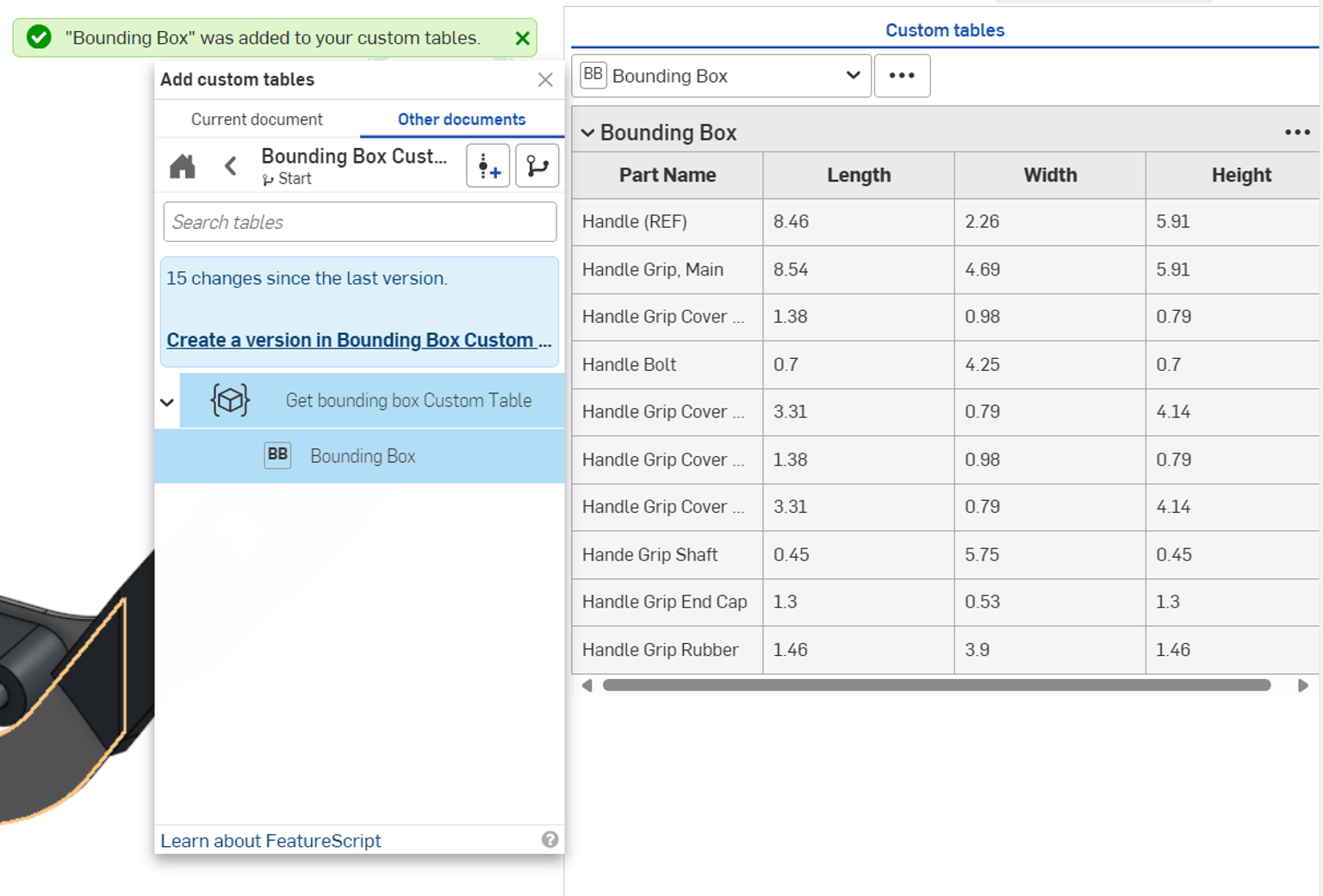 Insert Custom Tables into Drawing - Onshape