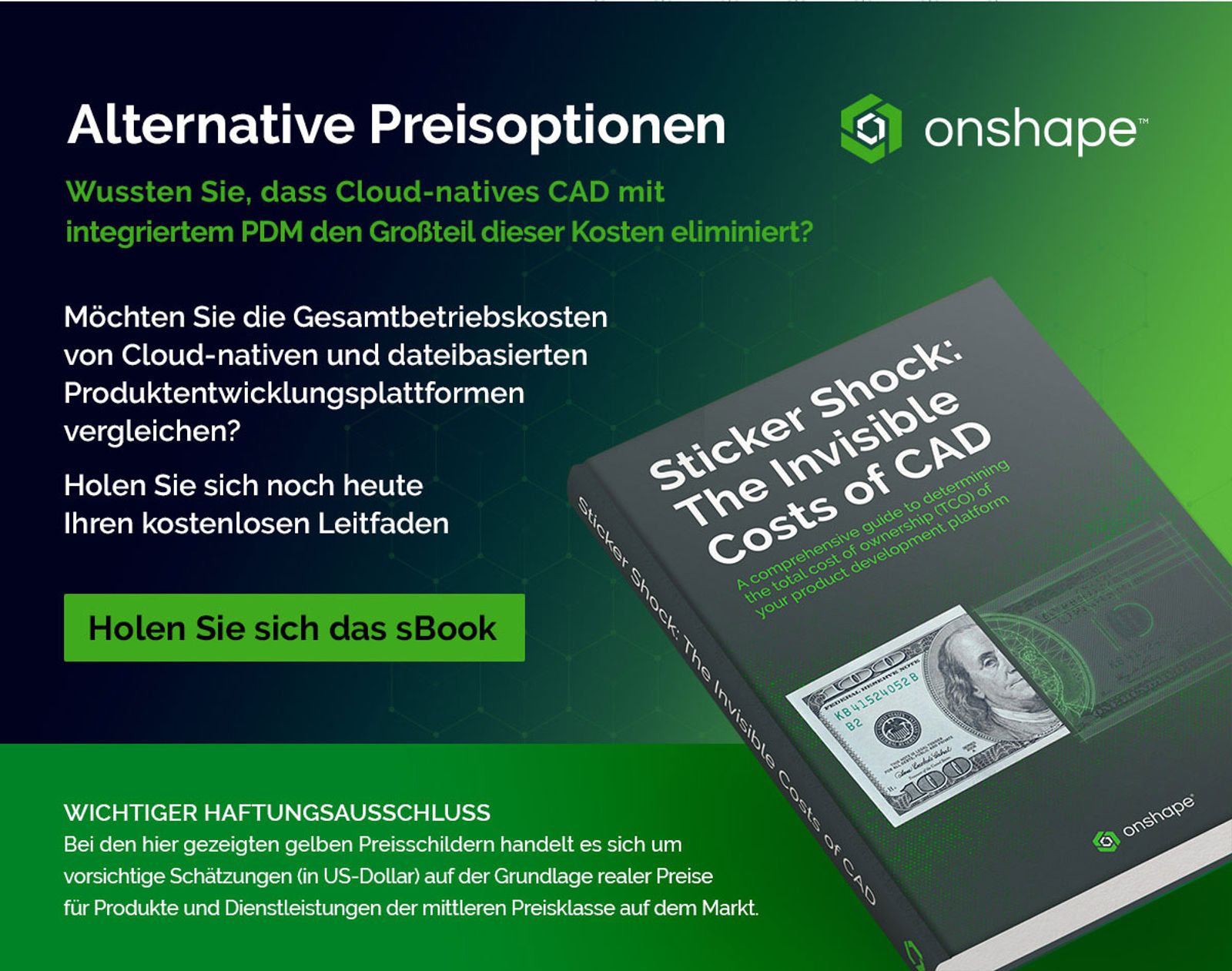 an advertisement for a book called sticker shock : the invisible costs of cad .