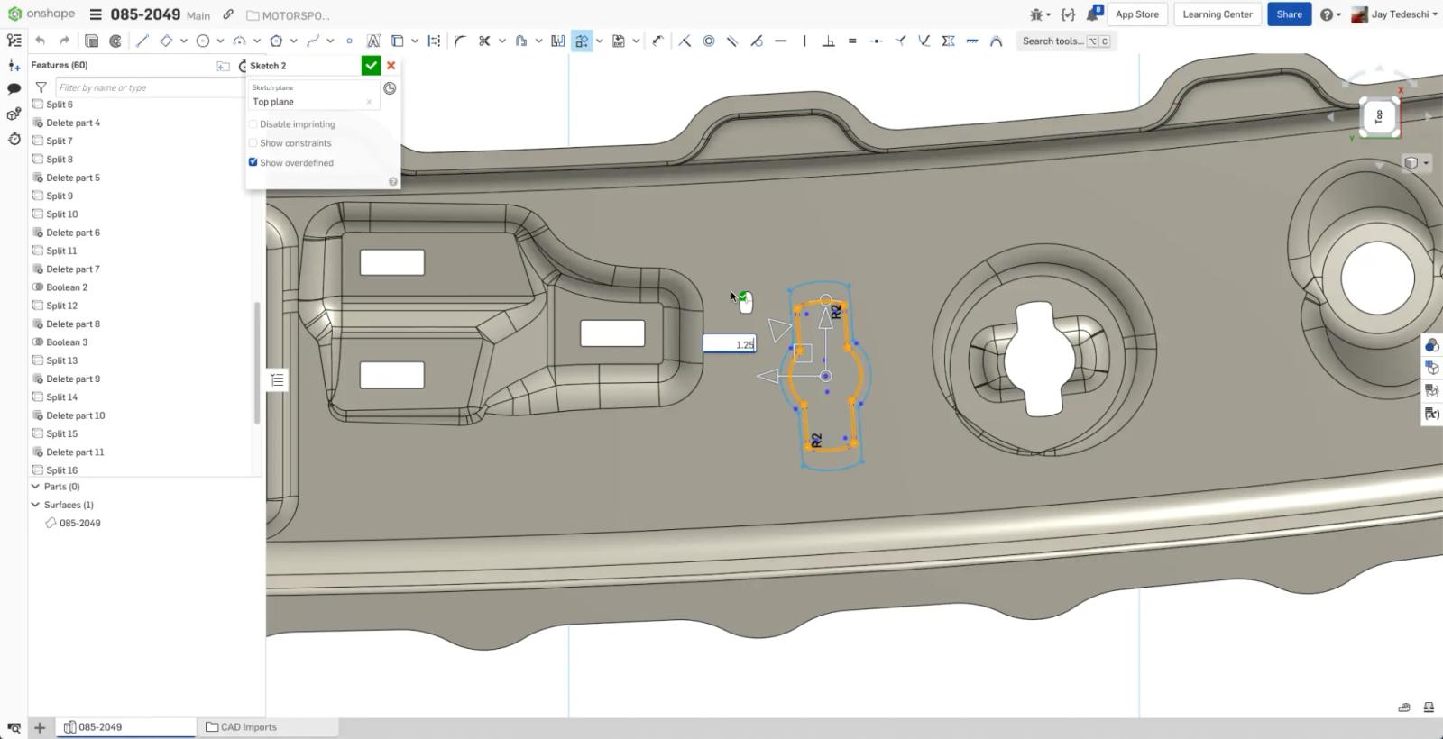 Sketching improvements in Onshape