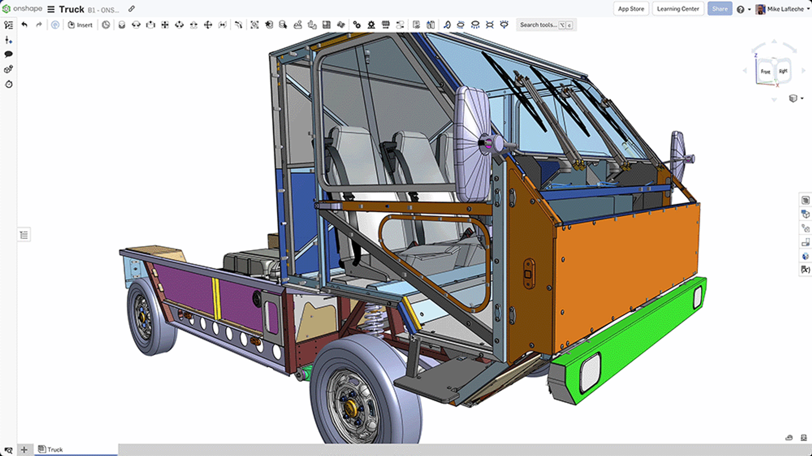 Ox Delivers truck CAD model in Onshape
