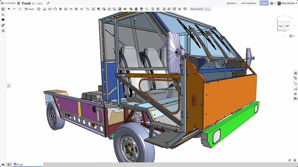 Ox Delivers truck CAD model in Onshape