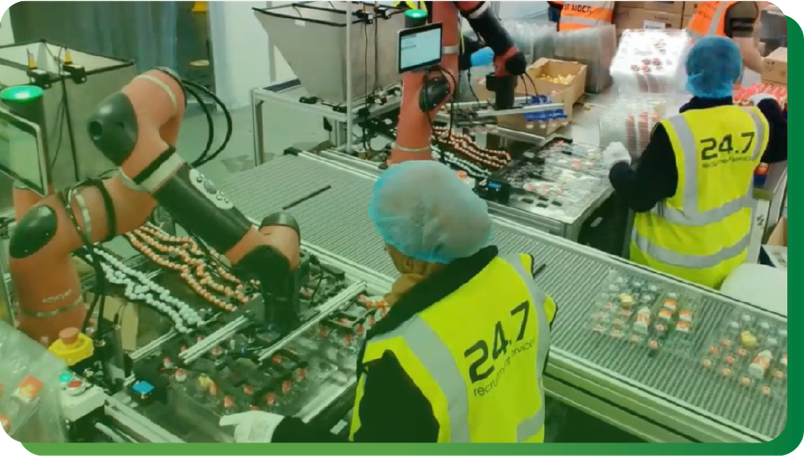 Robotic arms in a factory, designed by DHL