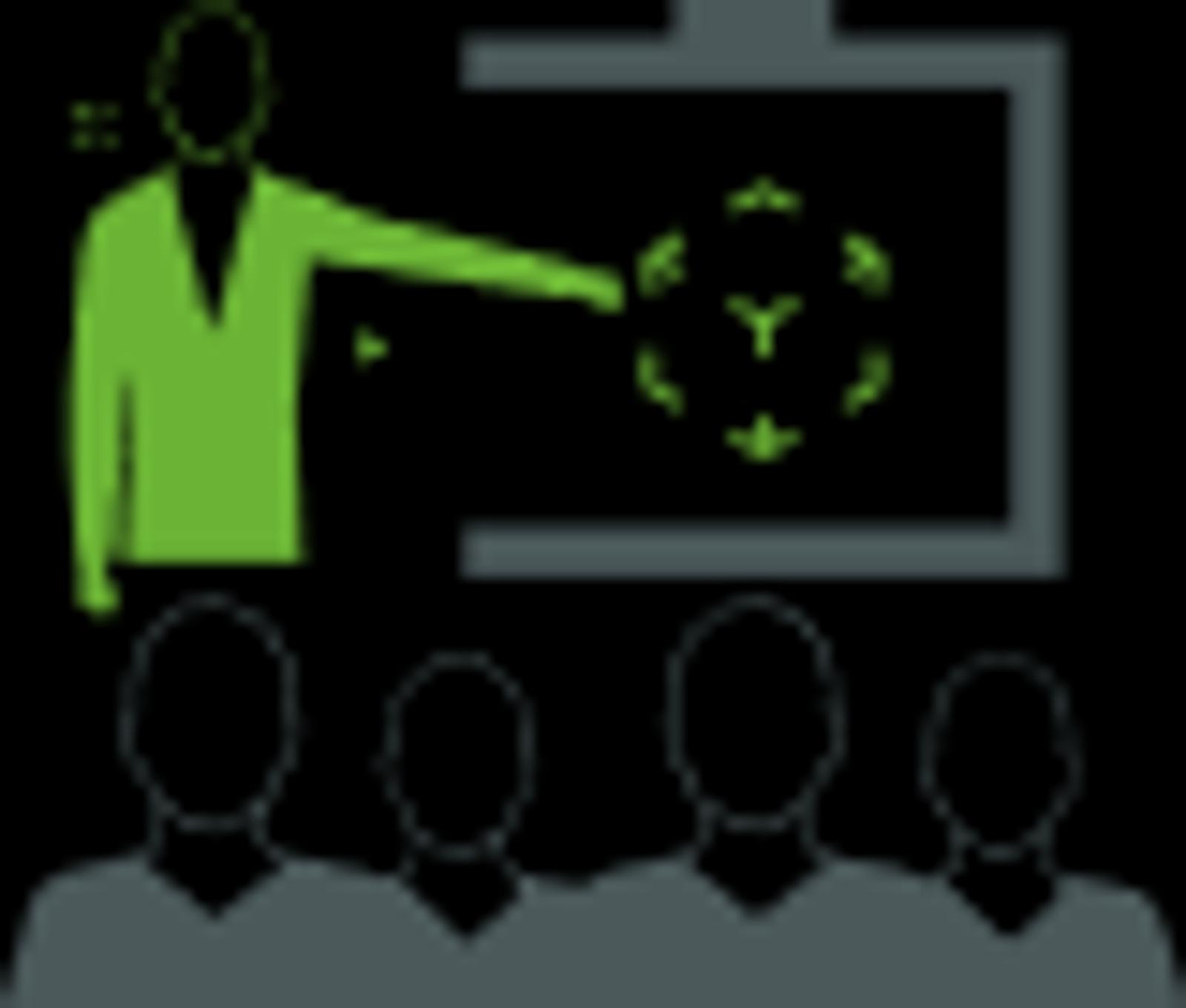 Icon of an educator teaching a lesson to students. 