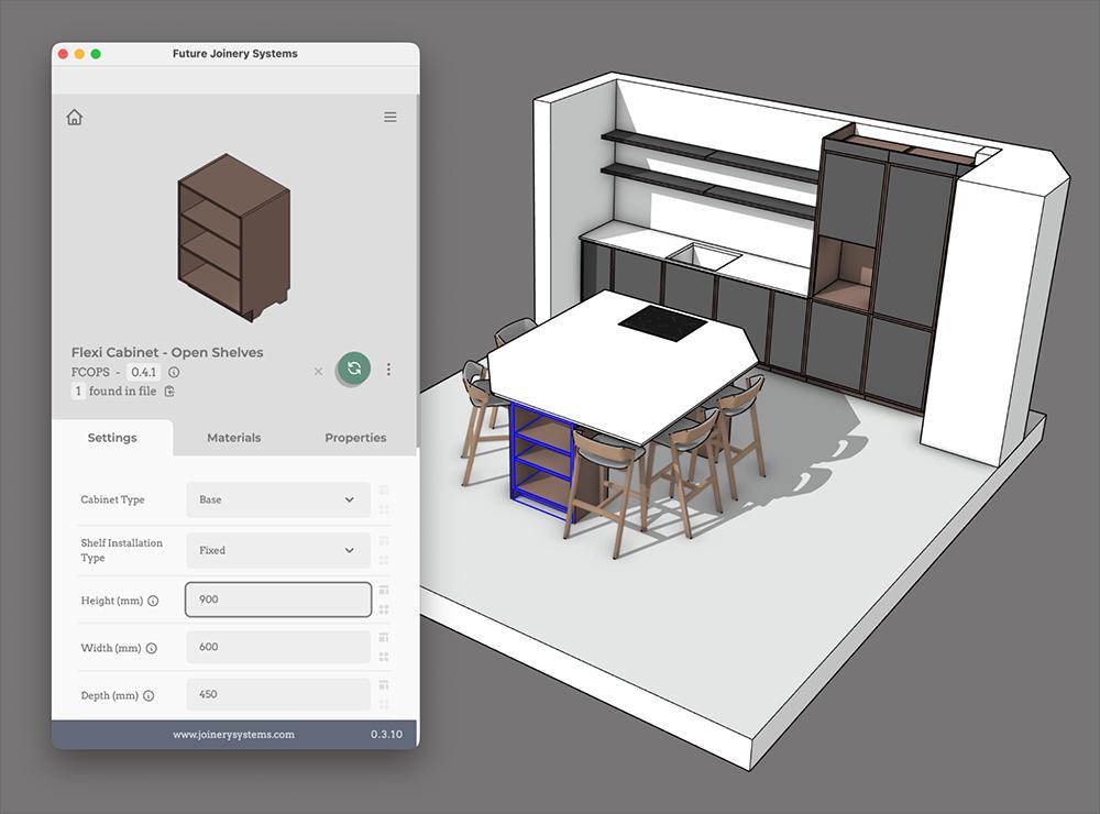 Configuration app GUI built by Future Joinery Systems connected CAD data to BIM software.