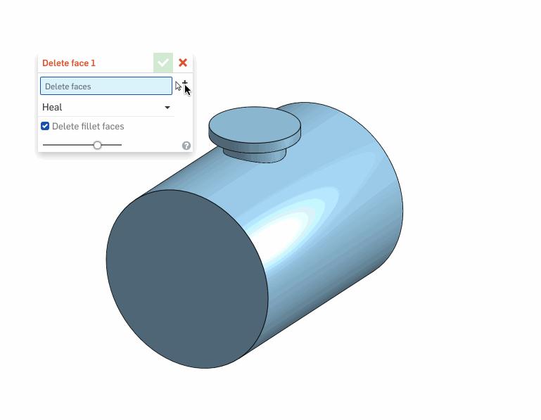 Select all the faces of a protrusion for deletion.
