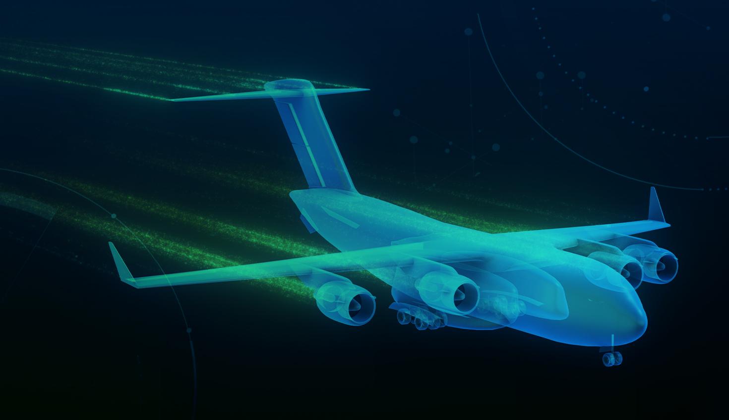 Stock image with an overlay showing an illustrated airplane.