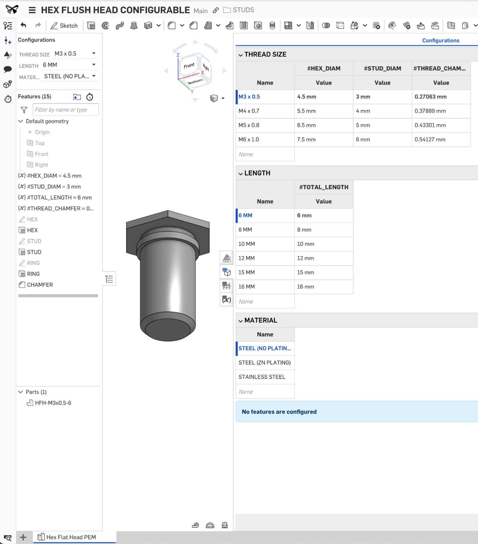 Configurations in Onshape