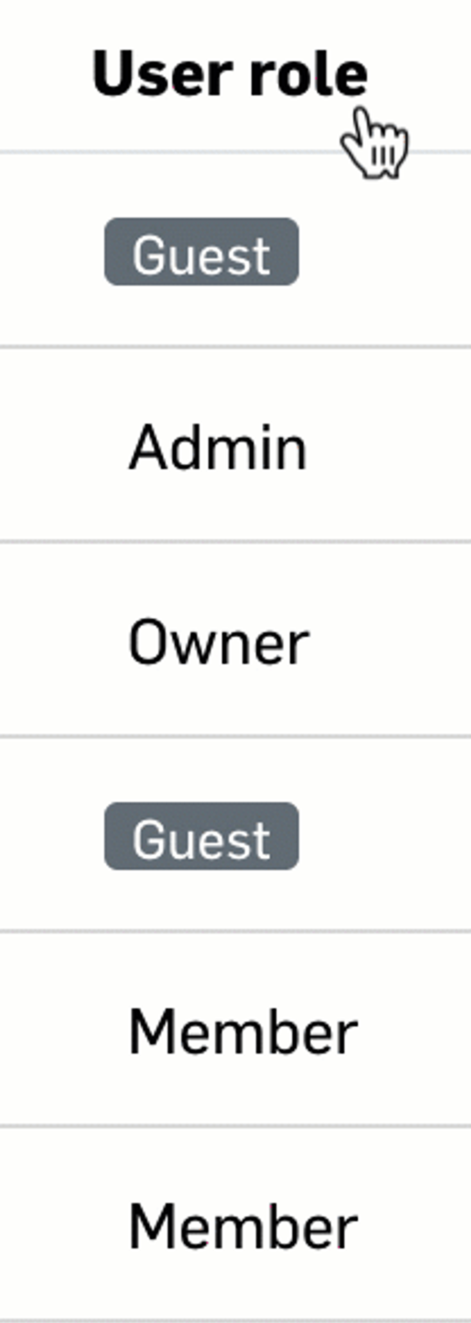 GIF showing the user list being sorted in Onshape.