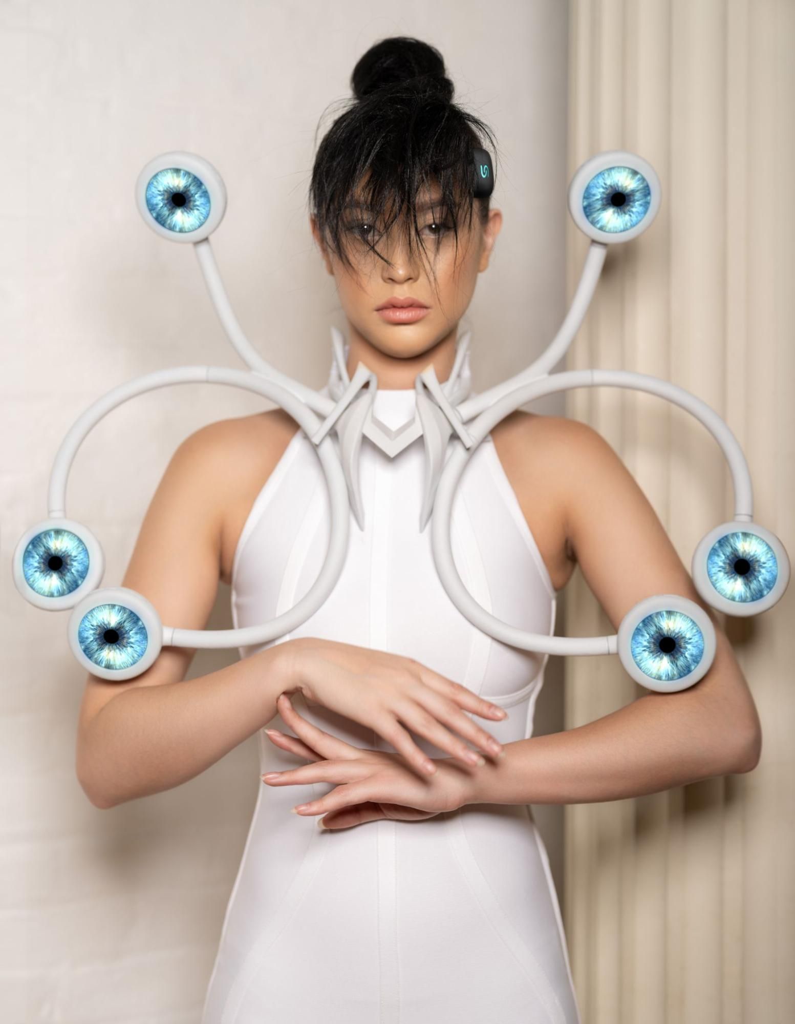 A model in the dress