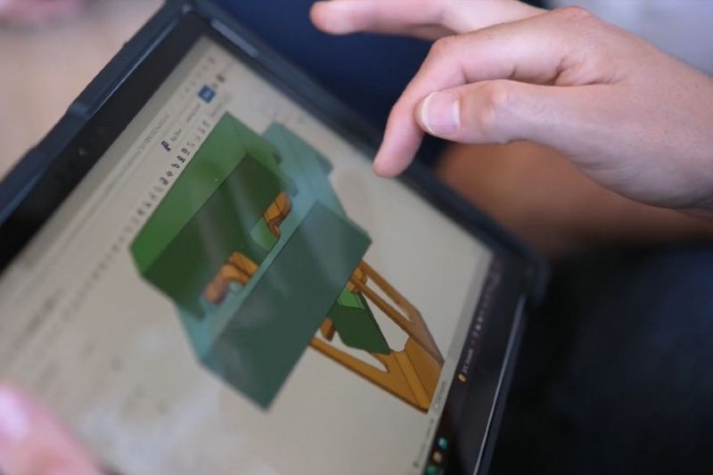 actronika model open in Onshape on tablet