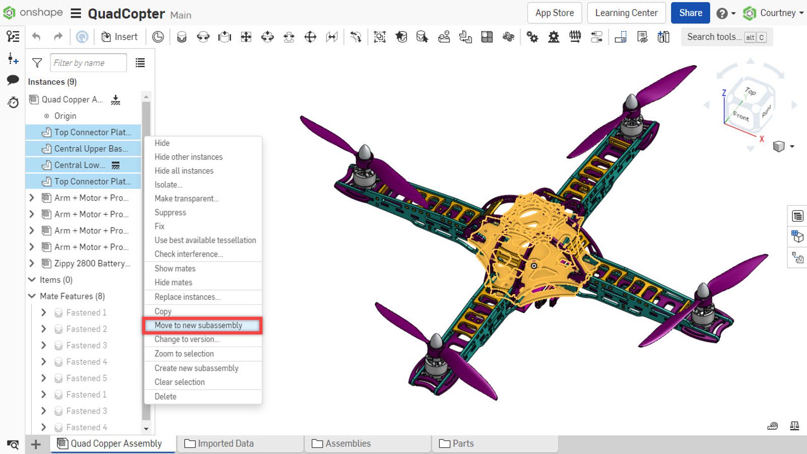 Move to new subassembly selection.