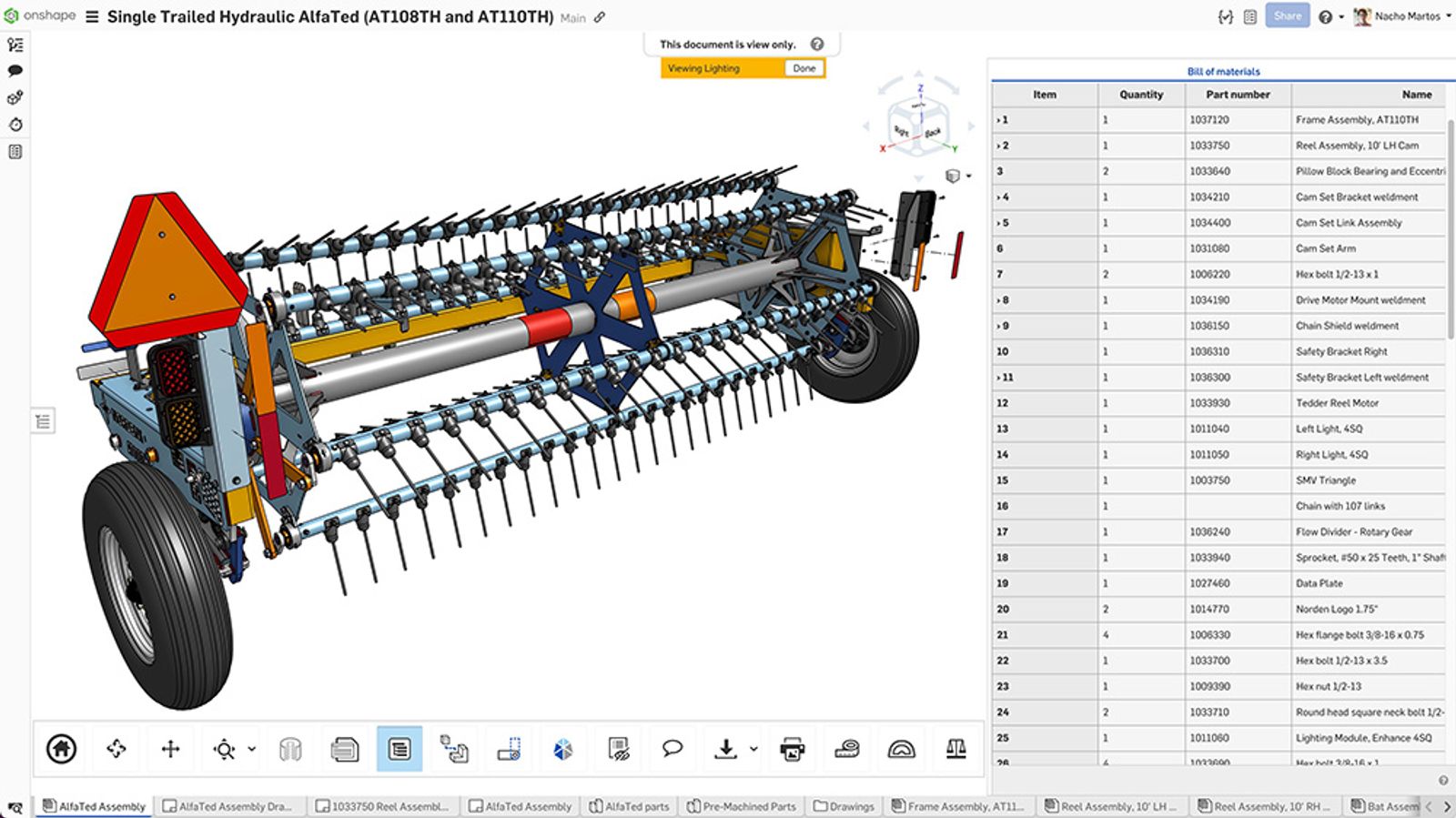 AlfaTed model BOM in Onshape