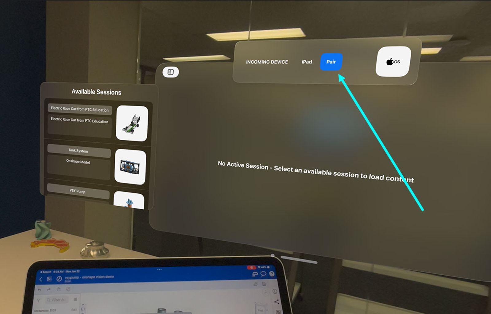 Apple Vision Pro pairing window in Vision App