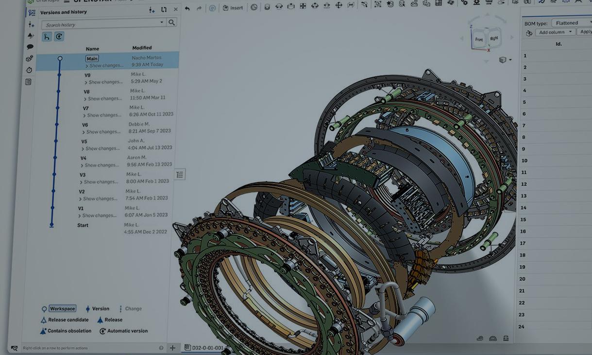 A CAD model in the Onshape GUI darkened with an overlay.