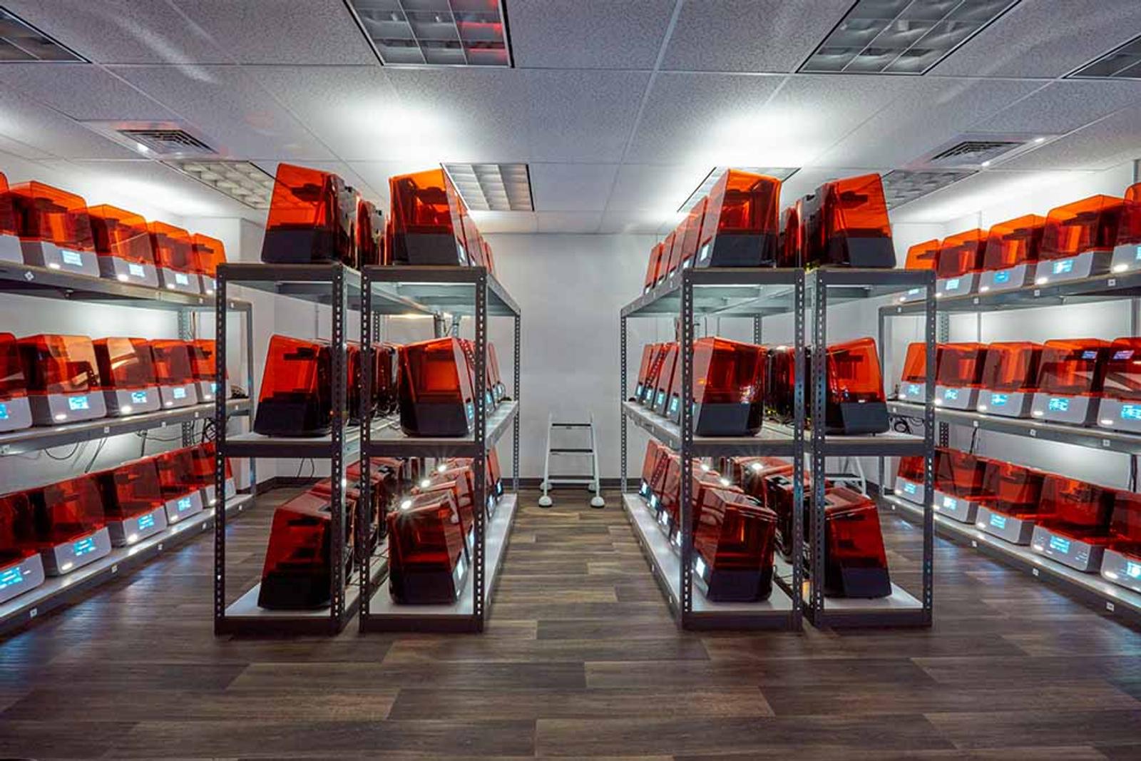 Formlabs printers on shelves