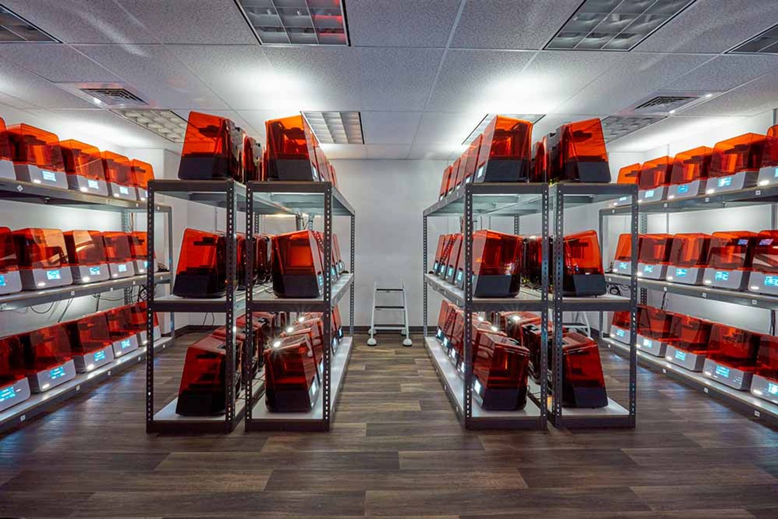 Formlabs printers on shelves