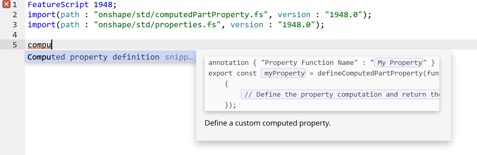 typing in a word in the Feature Studio