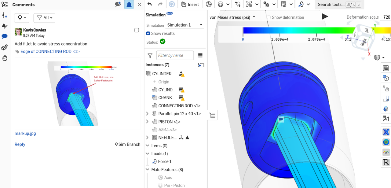 Using Branching and Merging with Onshape Simulation