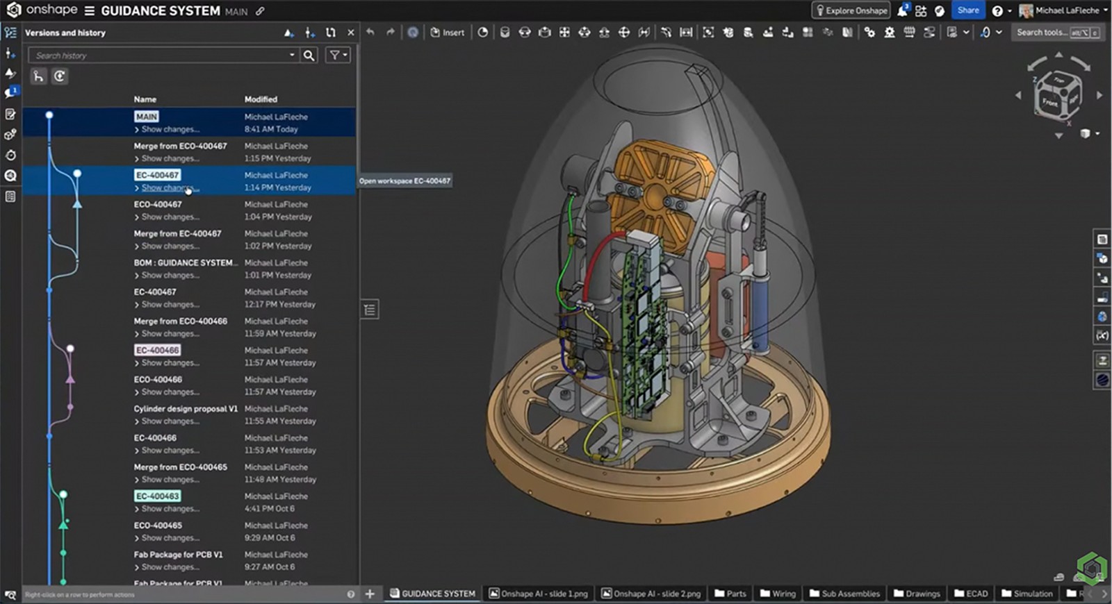 Onshape GUI with an overlay.