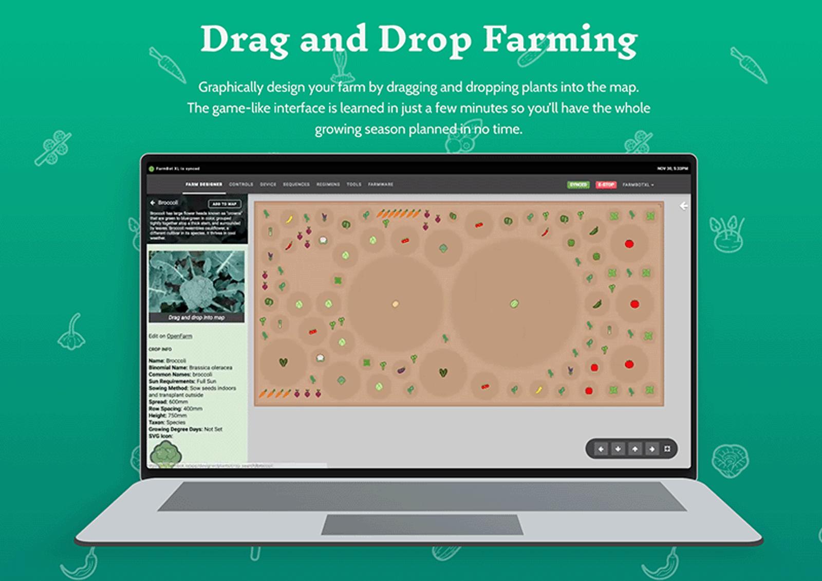 The FarmBot app interface