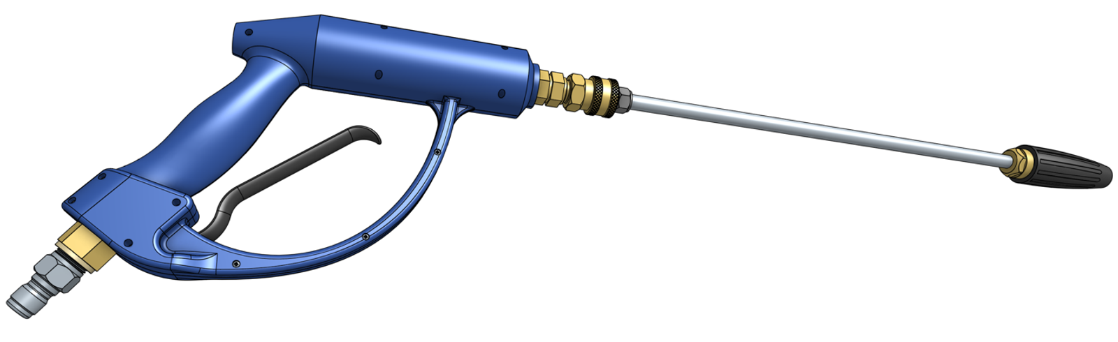 A fully 3D-modeled pressure washer in CAD.