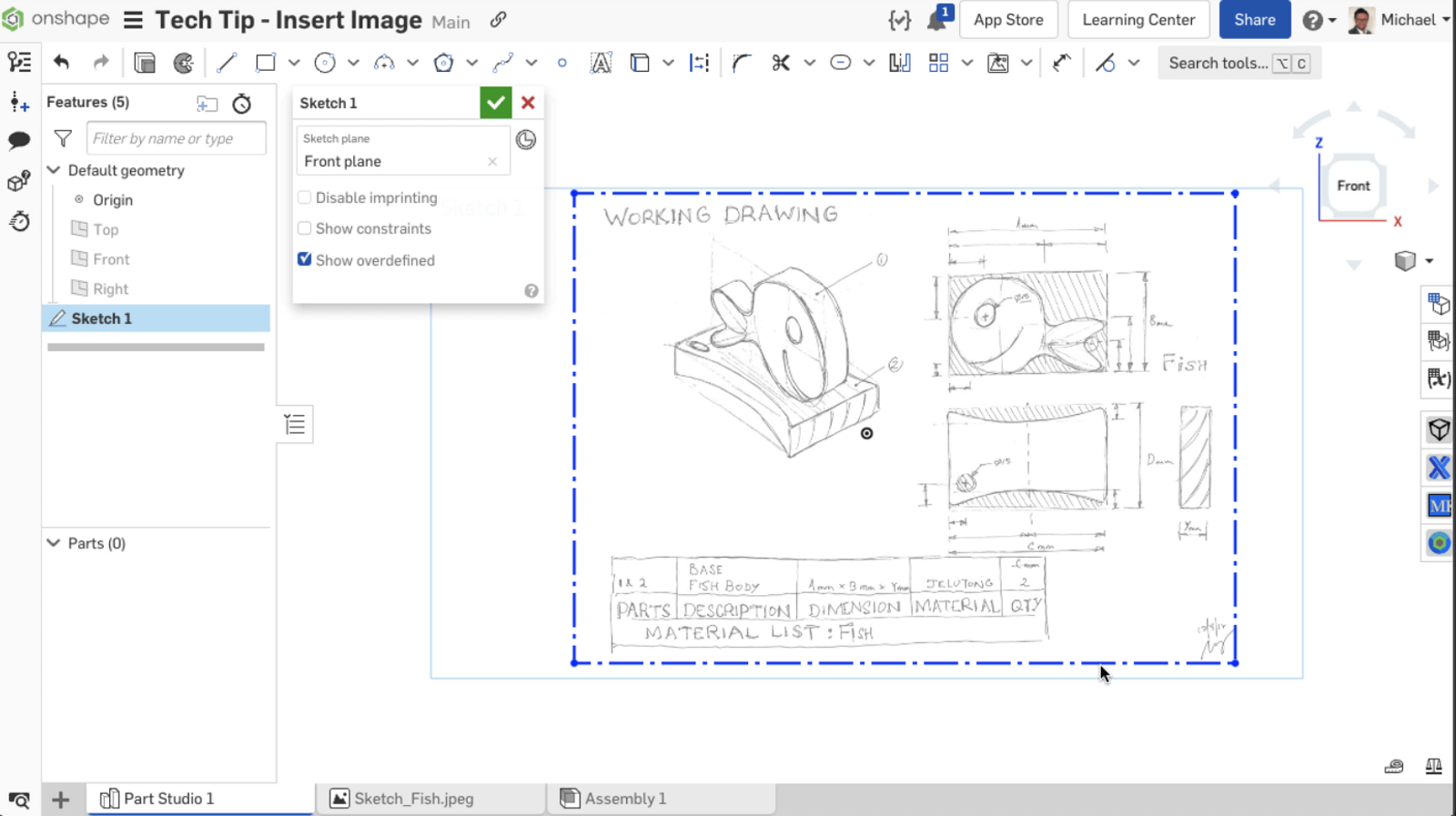 the image within Onshape