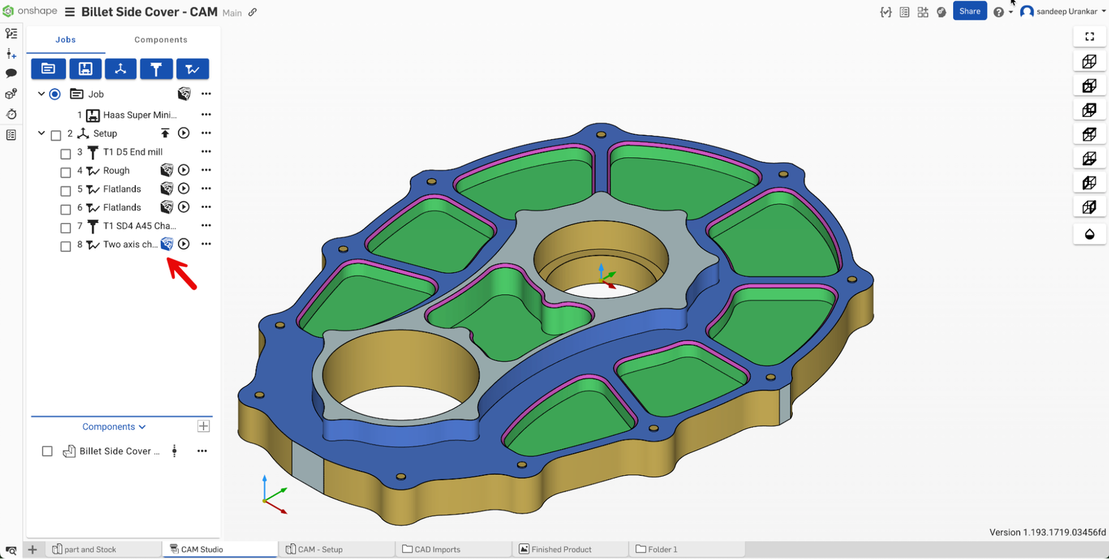 Operation stock visualized. Chamfers are shown in magenta.